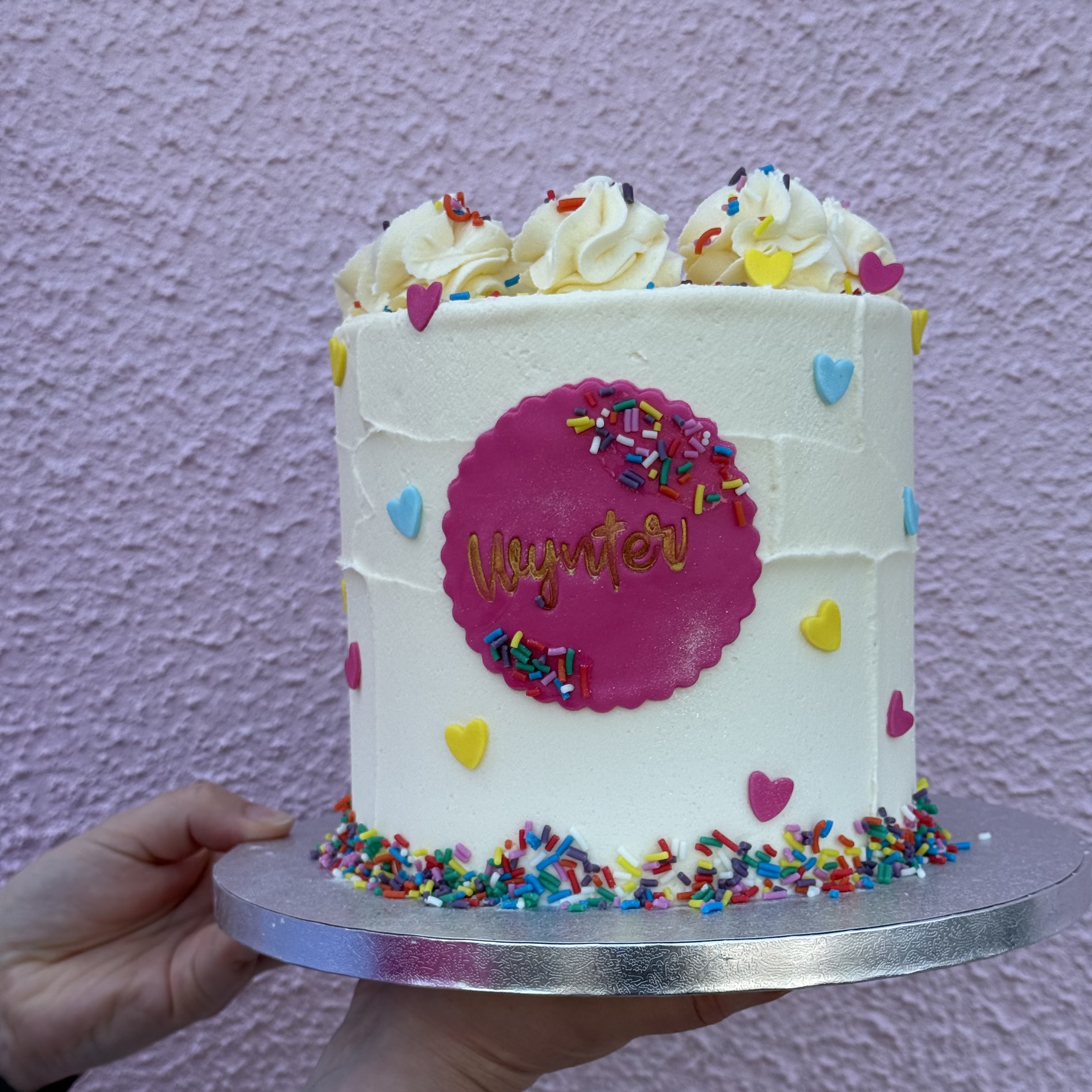 Hearts & Sprinkles Celebration Cake